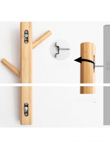1-Piece Wall Mounted Bamboo Coat Rack Brown 60x90cm