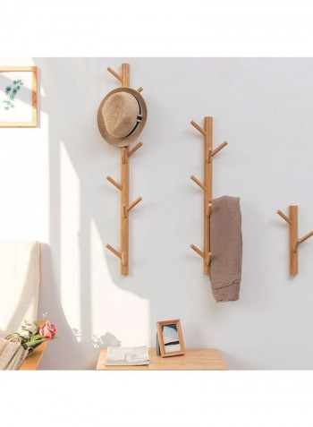 1-Piece Wall Mounted Bamboo Coat Rack Brown 60x90cm