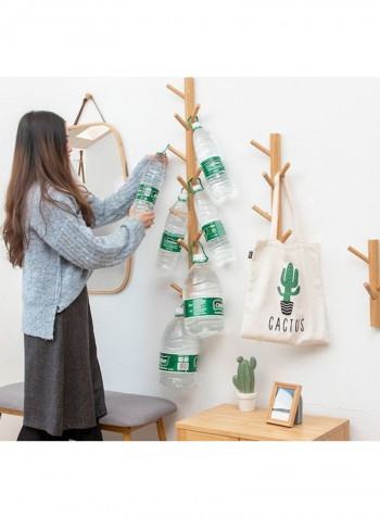 1-Piece Wall Mounted Bamboo Coat Rack Brown 60x90cm
