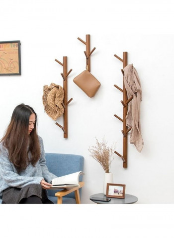 1-Piece Wall Mounted Bamboo Coat Rack Brown 60x90cm