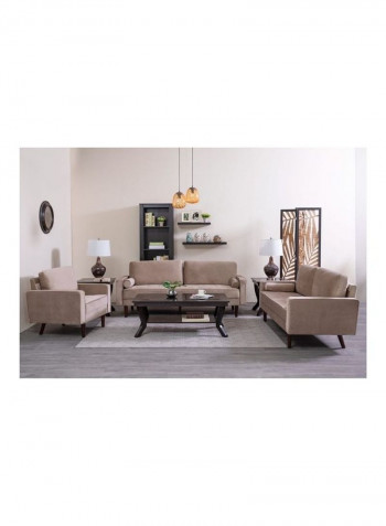 3 Seater Armrest Sofa Set Light Brown Standard