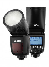 Godox V1N Professional Camera Flash Speedlite Speedlight Round Head Wireless 2.4G Fresnel Zoom for Nikon D5300 D750 D850 D7100 Z7Cameras Camcorder for Wedding Portrait Studio Photography Black