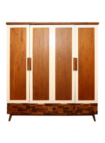 Melange 4-Door Wardrobe Brown/Beige 177x58x200cm