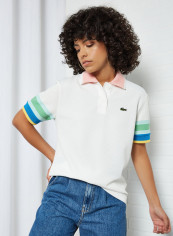 Striped Sleeve Textured Polo White/Blue/Green reviews Striped Sleeve Textured Polo White/Blue/Green
