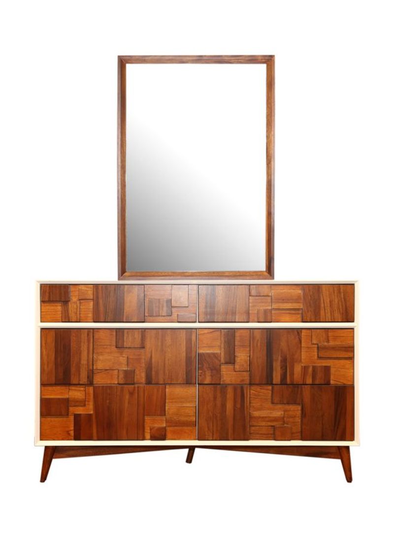 Melange 6-Drawer Dresser With Mirror Brown 143x46x92cm