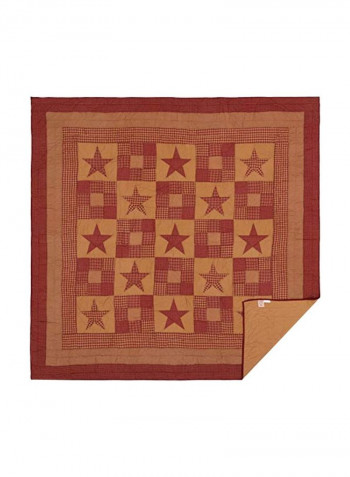 Ninepatch Star Quilt Red/Brown Queen