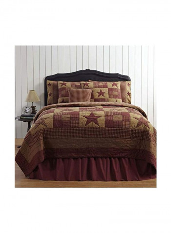 Ninepatch Star Quilt Red/Brown Queen