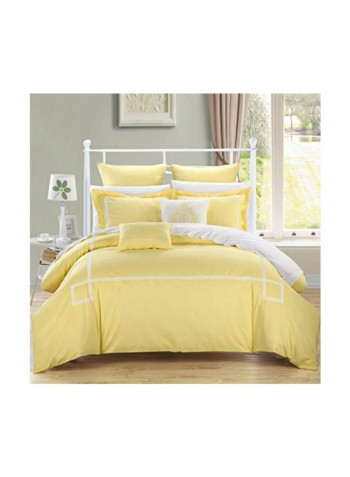 7-Piece Embroidered Comforter Set White/Yellow