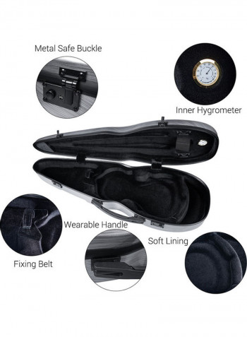 Bullet Shape Carbon Fiber Violin Case With Hygrometer Straps