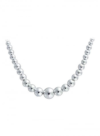 925 Sterling Silver Simple Fashion Round Ball Bead Strand Necklace