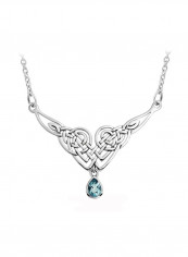 925 Sterling Silver Topaz Studded Teardrop Pendant Necklace