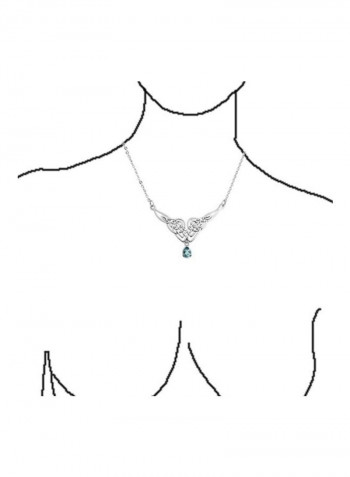 925 Sterling Silver Topaz Studded Teardrop Pendant Necklace