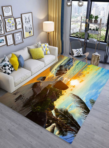 3D Landscape Pattern Supple Floor Mat Multicolour 140x200centimeter