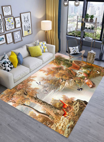 3D Maple Leaves Pattern Anti-Slip  Mat Multicolour 140x200centimeter