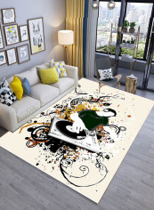 3D Music Themed Pattern Water Absorbent Carpet Multicolour 140x200centimeter