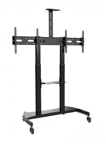 Dual Screen Telescopic Height-adjustable Steel Tv Cart Black