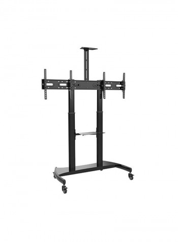 Dual Screen Telescopic Height-adjustable Steel Tv Cart Black