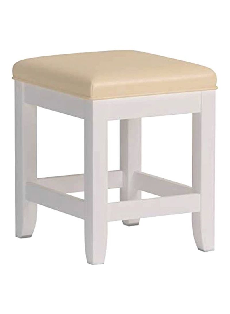Wooden Vanity Bench With Cushion Padded Seat White/Cream