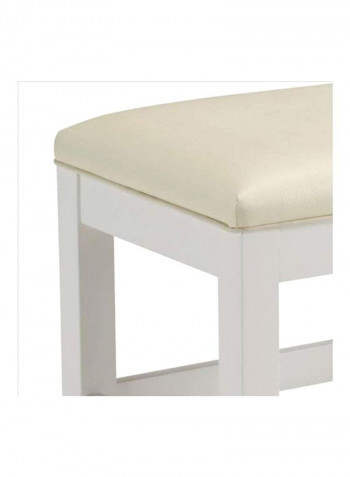 Wooden Vanity Bench With Cushion Padded Seat White/Cream