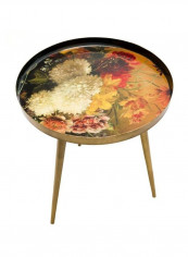 Floral Coffee Side Table Multicolour 41 x 41 x 45cm