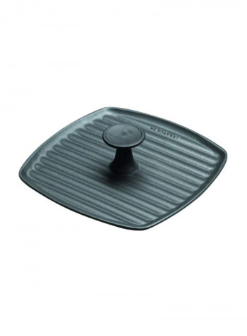 Enameled Cast-Iron Panini Press Black 2.3x9.2x9.2inch
