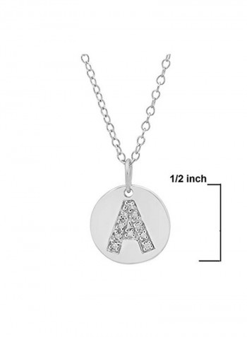 925 Sterling Silver Diamond Studded Initial A Disc Pendant Necklace
