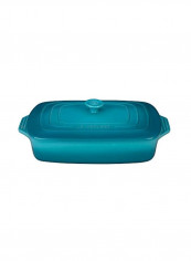 Stoneware Casserole Dish With Dish Caribbean 12.5x8.5inch