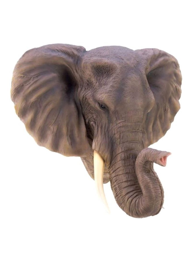 Lifelike Elephant Head Shaped Decorative Plaque Brown 19.5x11x16inch