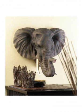 Lifelike Elephant Head Shaped Decorative Plaque Brown 19.5x11x16inch