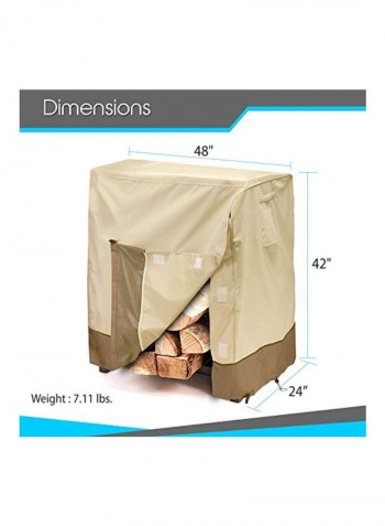 Outdoor Patio Firewood Rack Cover Beige/Brown