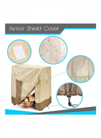 Outdoor Patio Firewood Rack Cover Beige/Brown