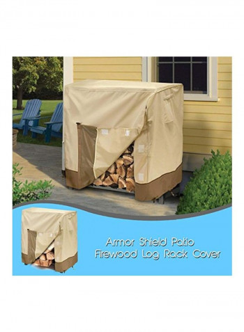 Outdoor Patio Firewood Rack Cover Beige/Brown