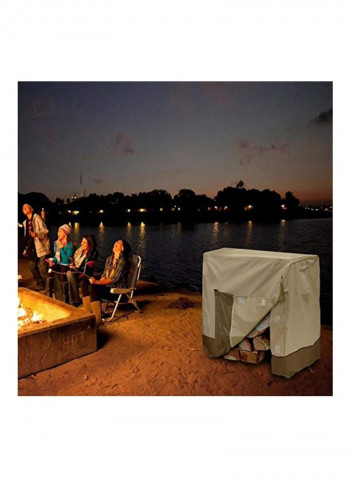 Outdoor Patio Firewood Rack Cover Beige/Brown