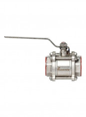 Stainless Steel Ball Valve Threaded Connection Silver/Red 2inch