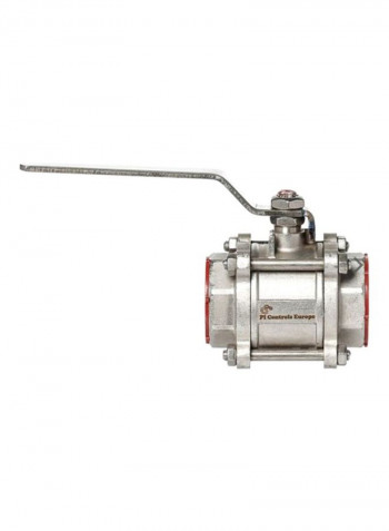 Stainless Steel Ball Valve Threaded Connection Silver/Red 2inch