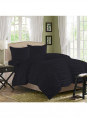 3-Piece Gathered Egyptian Cotton Duvet Cover Set Black Super King