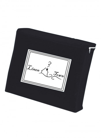 3-Piece Gathered Egyptian Cotton Duvet Cover Set Black Super King