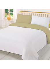 3-Piece Reversible Egyptian Cotton Duvet Cover Set Beige/White Super King