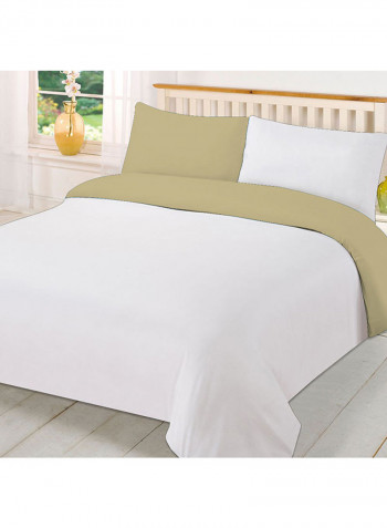 3-Piece Reversible Egyptian Cotton Duvet Cover Set Beige/White Super King