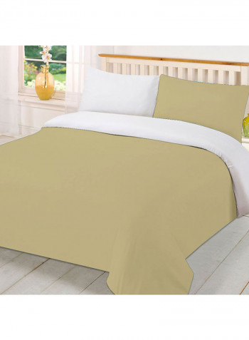 3-Piece Reversible Egyptian Cotton Duvet Cover Set Beige/White Super King