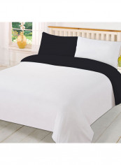 3-Piece Reversible Egyptian Cotton Duvet Cover Set Black/White Super King