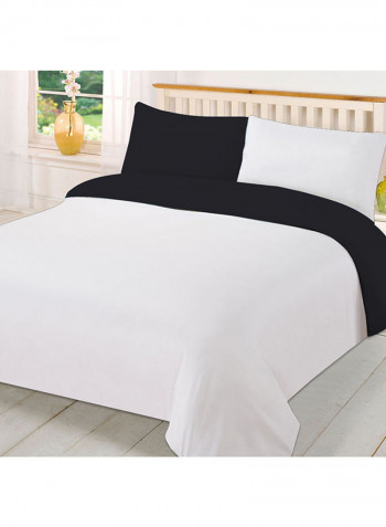 3-Piece Reversible Egyptian Cotton Duvet Cover Set Black/White Super King