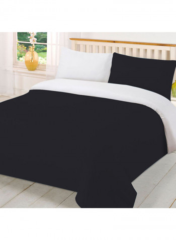 3-Piece Reversible Egyptian Cotton Duvet Cover Set Black/White Super King
