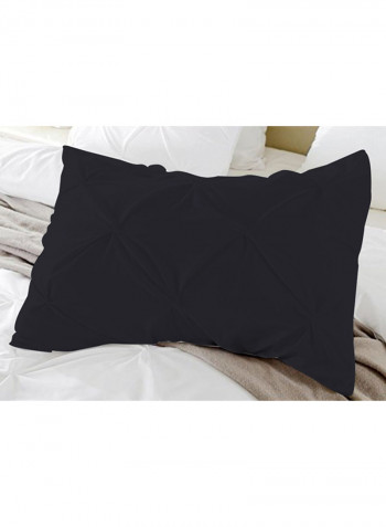 3-Piece Pinch Pleated Egyptian Cotton Duvet Cover Set Black Super King