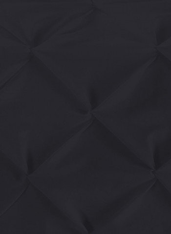 3-Piece Pinch Pleated Egyptian Cotton Duvet Cover Set Black Super King