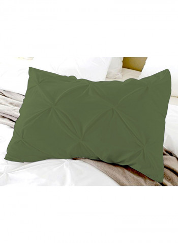 3-Piece Pinch Pleated Egyptian Cotton Duvet Cover Set Olive Green Super King