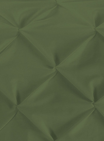 3-Piece Pinch Pleated Egyptian Cotton Duvet Cover Set Olive Green Super King