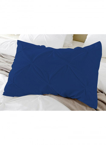 3-Piece Pinch Pleated Egyptian Cotton Duvet Cover Set Royal Blue Super King