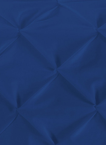 3-Piece Pinch Pleated Egyptian Cotton Duvet Cover Set Royal Blue Super King