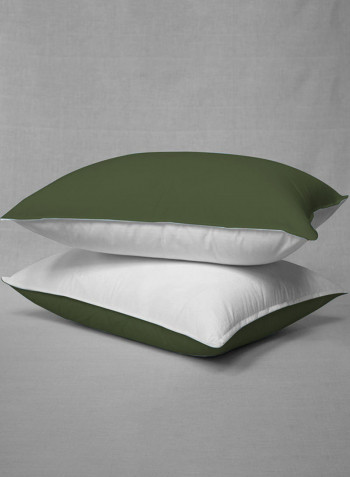 3-Piece Reversible Egyptian Cotton Duvet Cover Set Olive Green/White Super King